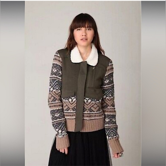 We The Free Free People Zip Fair Isle Sweater Jacket Size Small - Picture 9 of 11